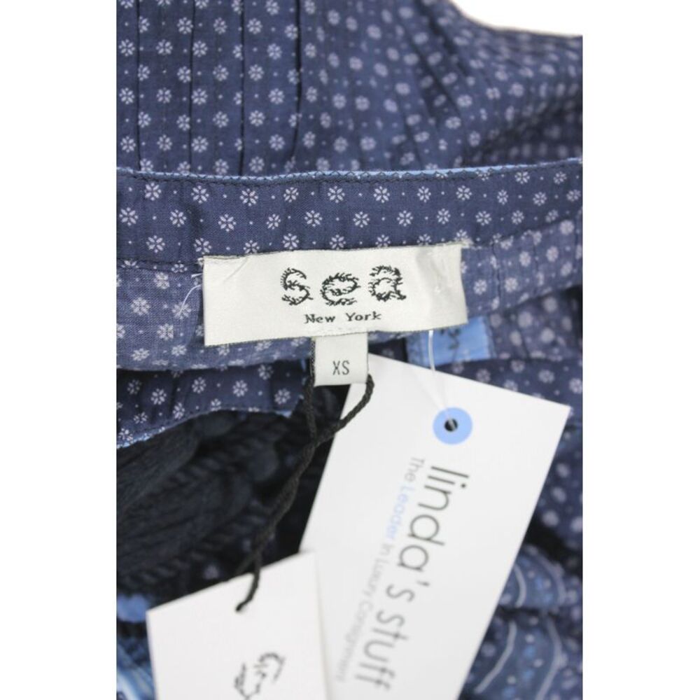 Sea Womens Blue Floral Cotton Shift Midi Dress Long Sleeve Round Neck Size XS - Picture 4 of 11